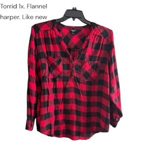 Torrid Red and Black harper Flannel Top